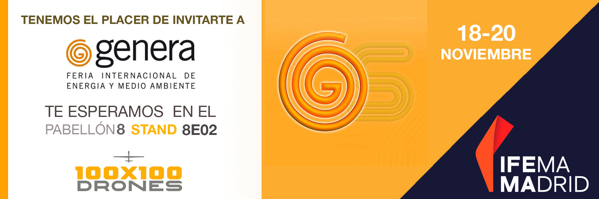 Banner de Genera. La feria internacional de energía y medioambiente. 100x100Drones